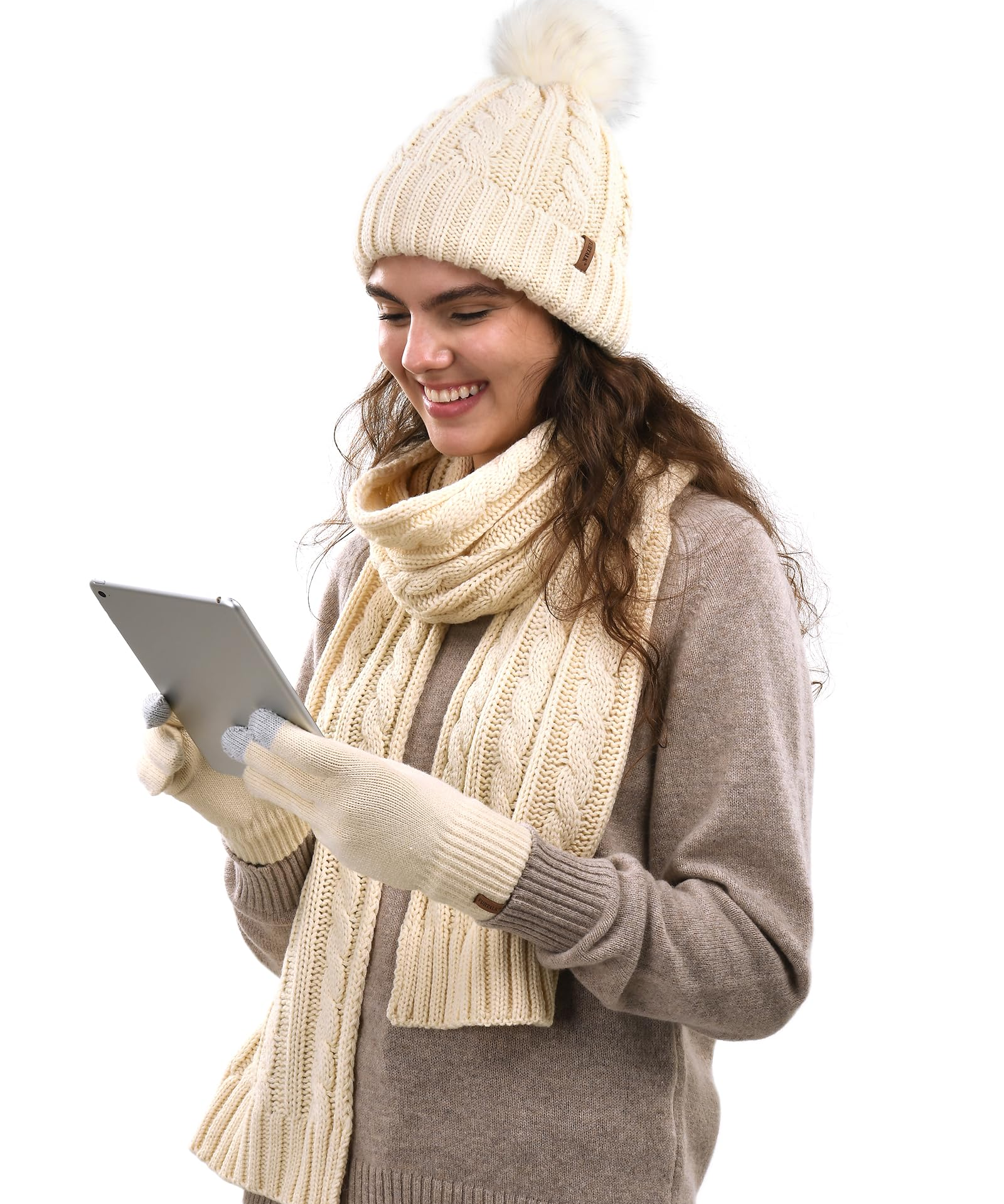 Chic Winter Hat, Scarf, and Gloves Ensemble