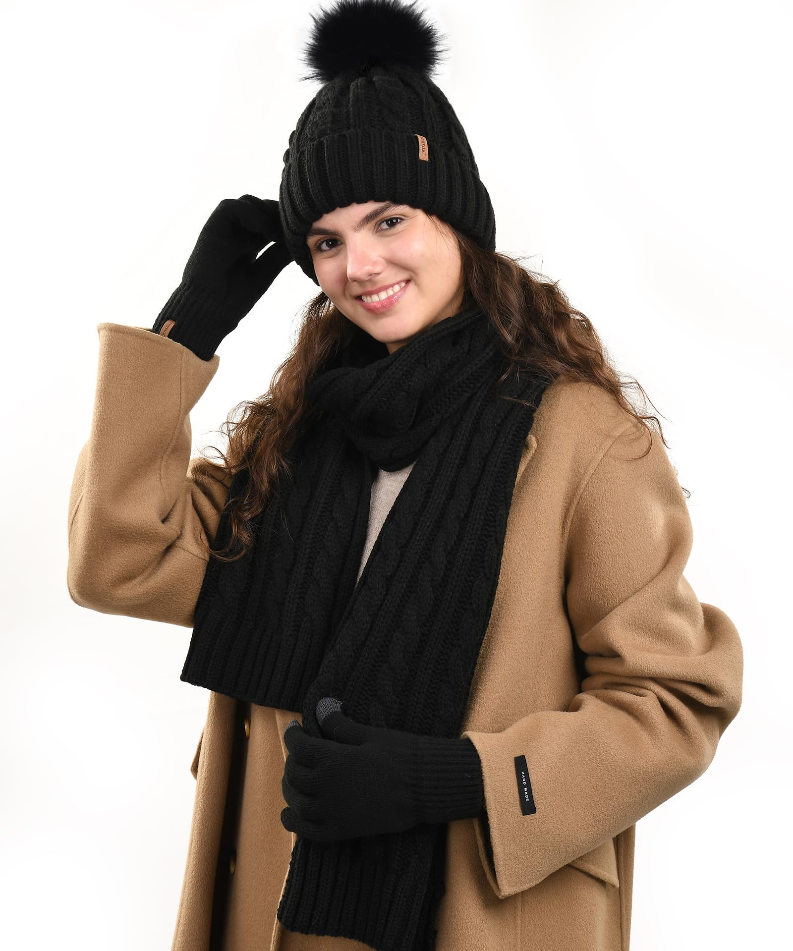 Chic Winter Hat, Scarf, and Gloves Ensemble