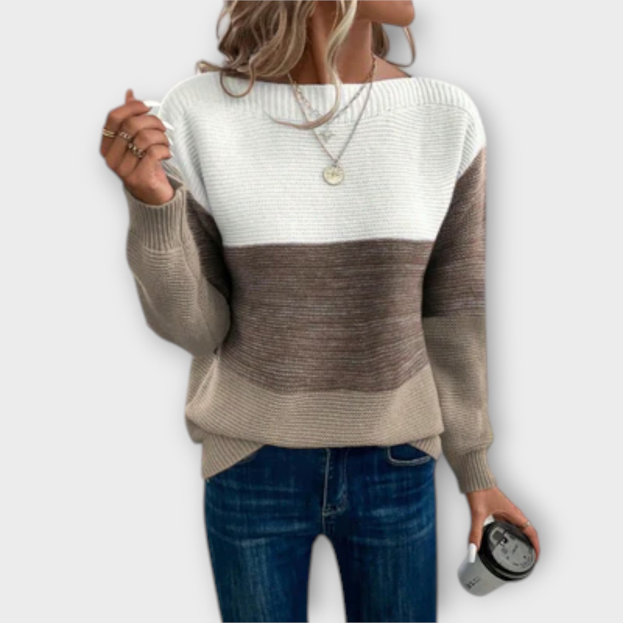 Clara | Elegant Three-Colour Patchwork Sweater