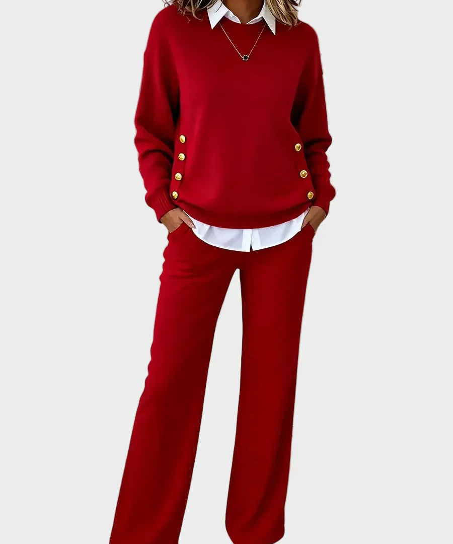 Lena - Elegant Sweater Set with Buttons