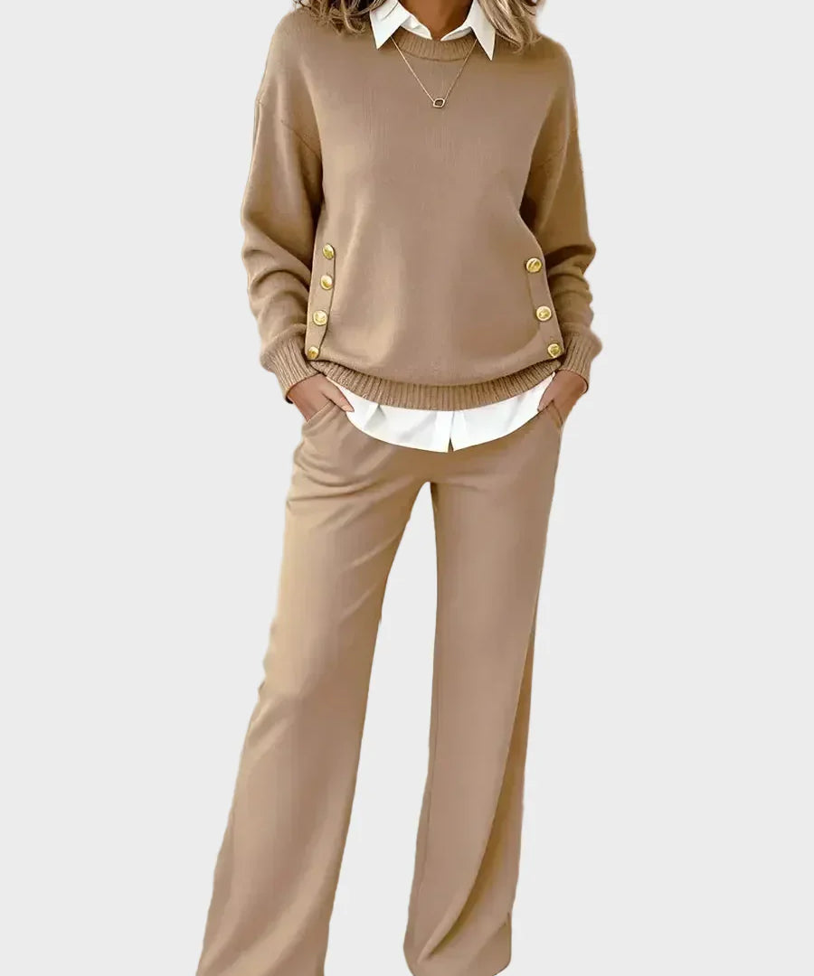 Lena - Elegant Sweater Set with Buttons