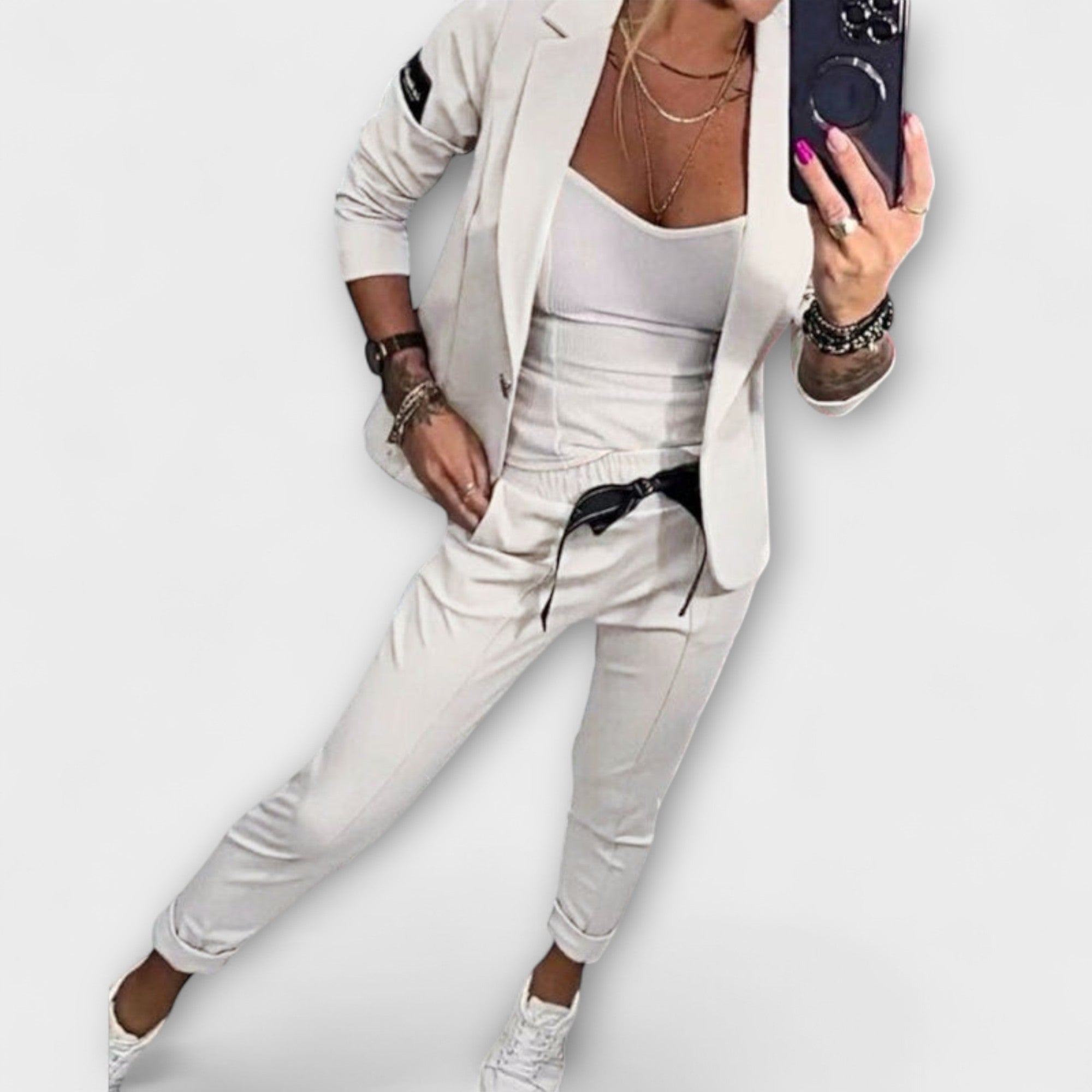Malou - Coordinated Set of Top, Jacket and Trousers