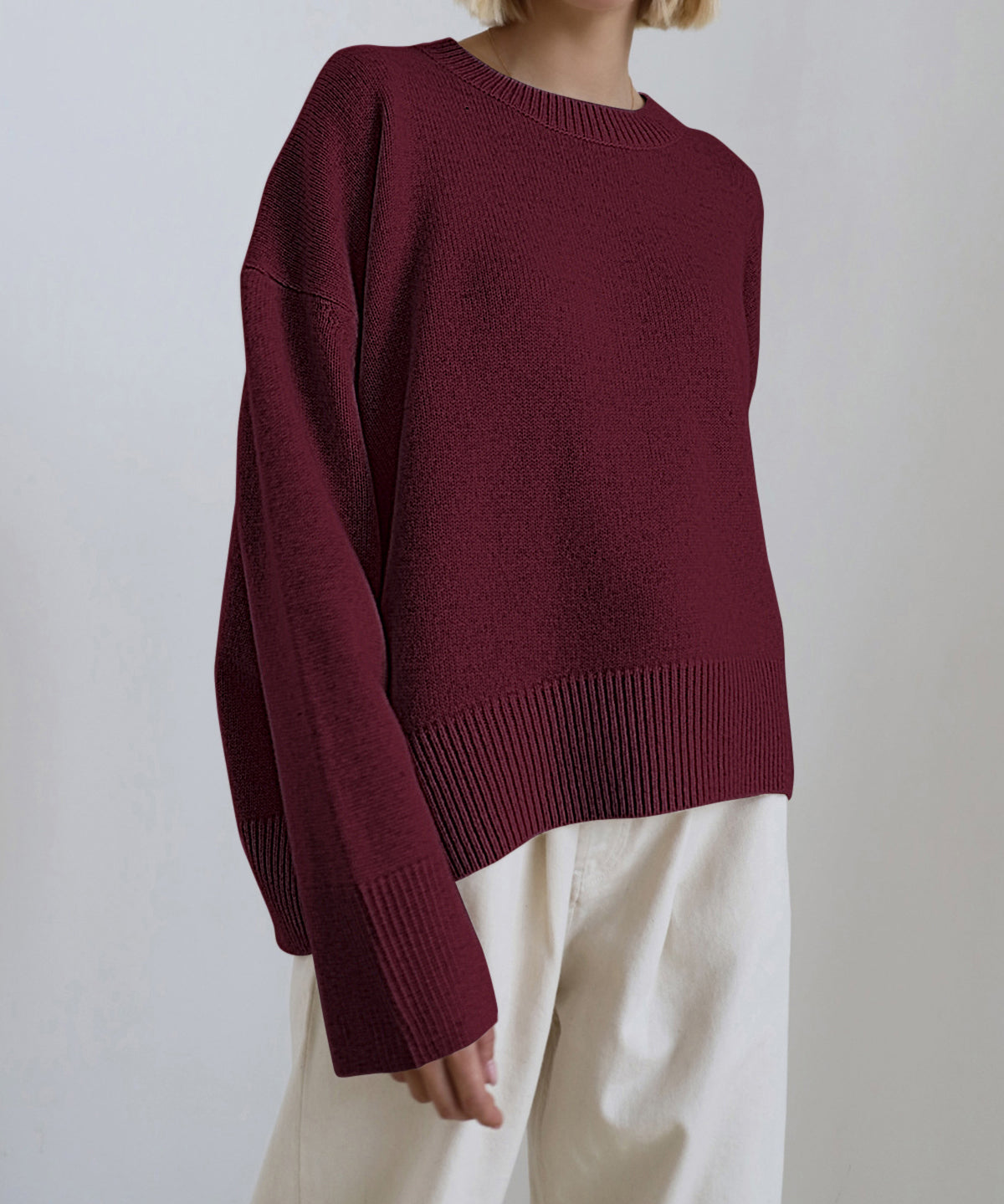 Oversized Crewneck Knit Sweater