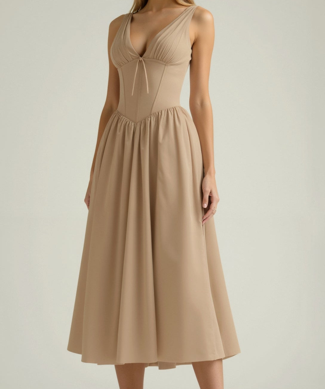 Emma Elegant Midi Plunge Dress