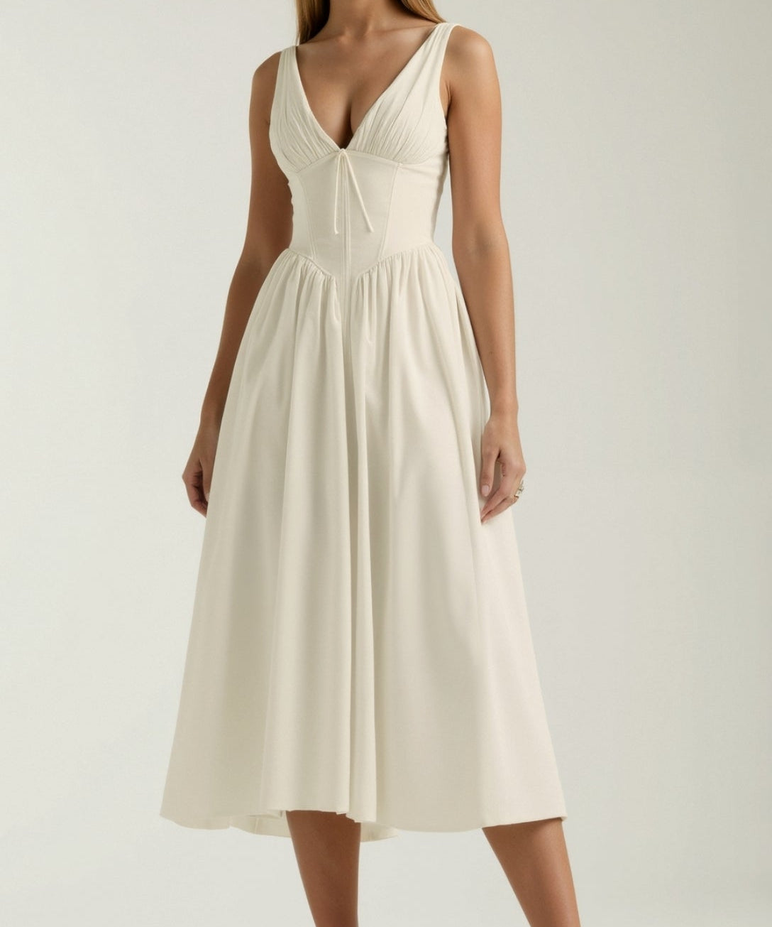 Emma Elegant Midi Plunge Dress