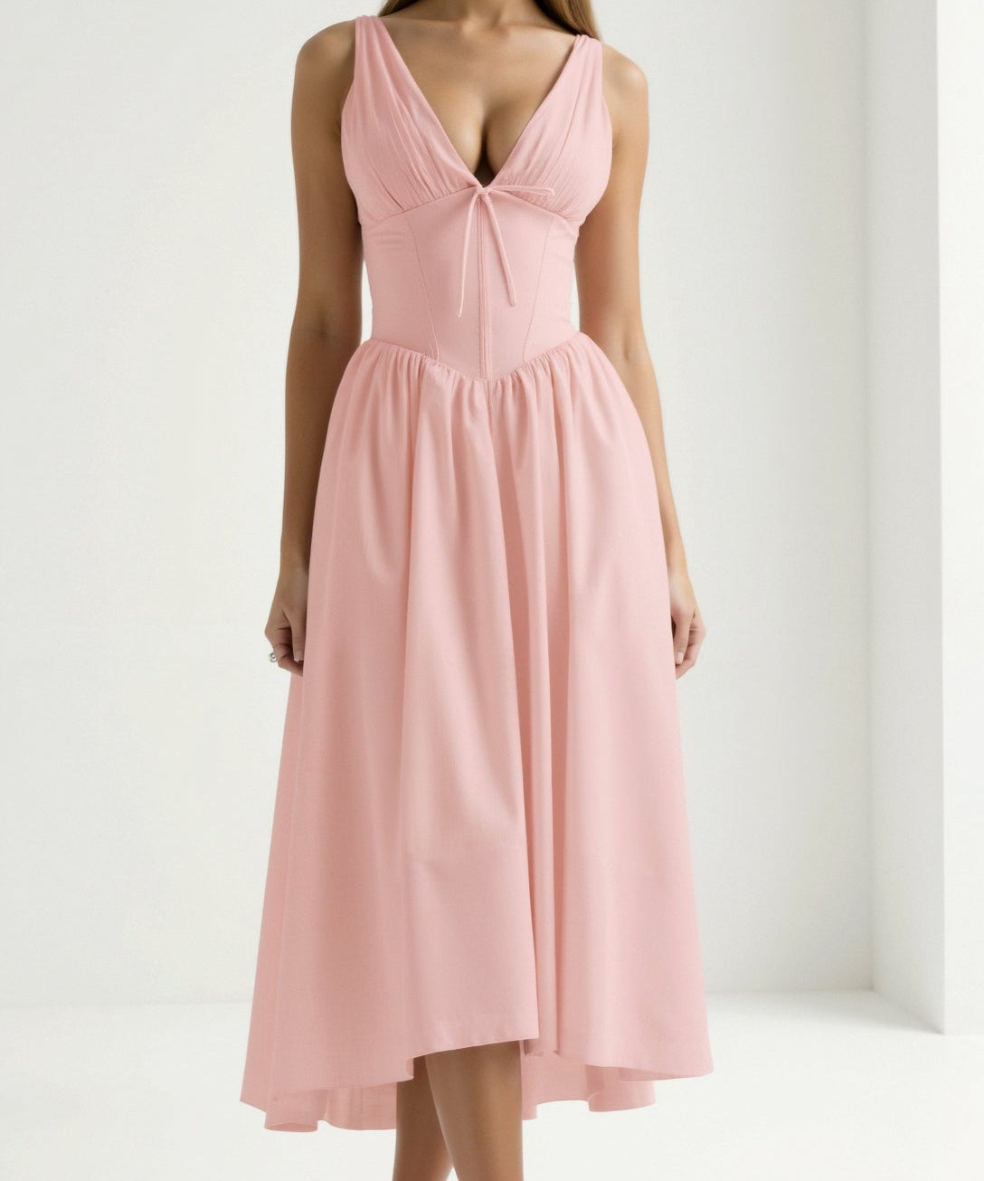Emma Elegant Midi Plunge Dress
