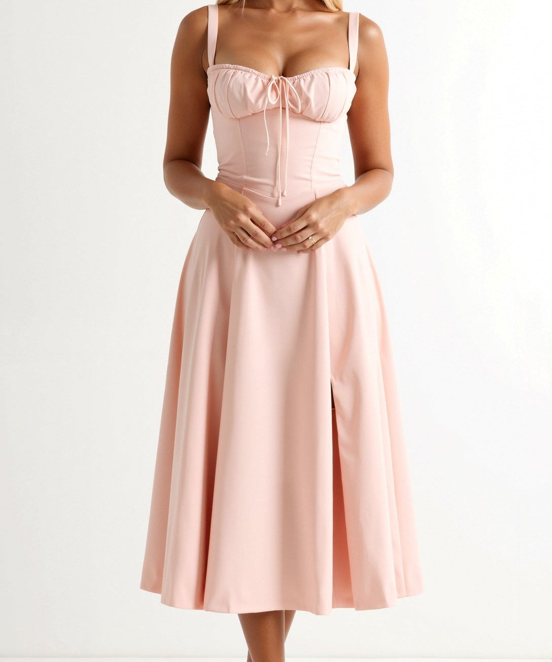 Lila Elegant Sweetheart Midi Dress