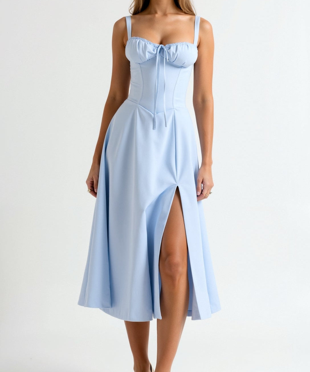 Lila Elegant Sweetheart Midi Dress
