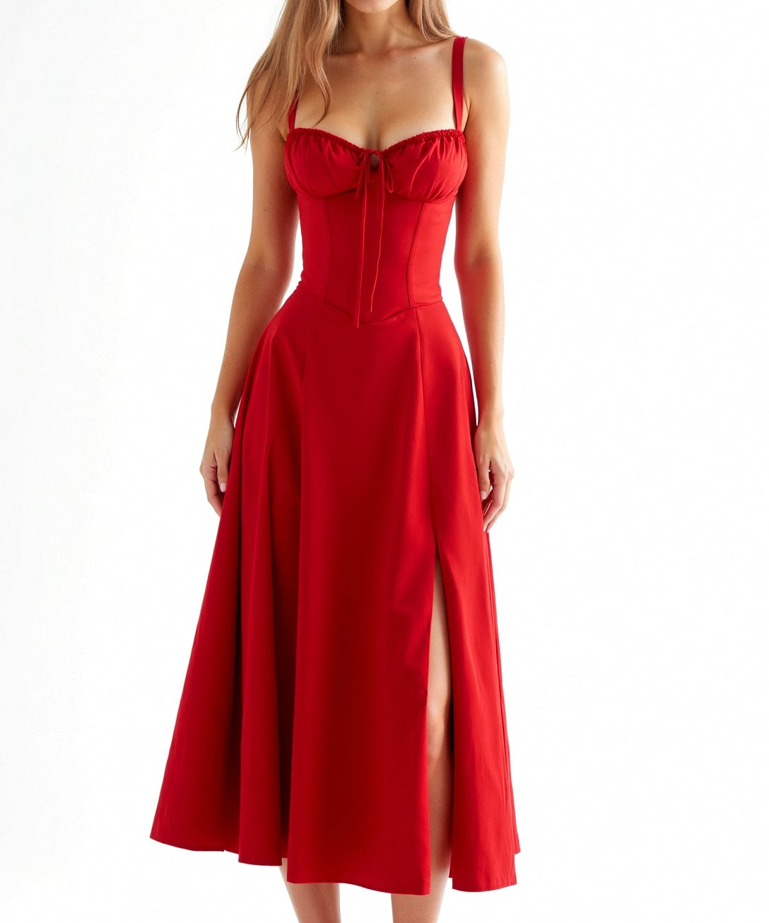 Lila Elegant Sweetheart Midi Dress