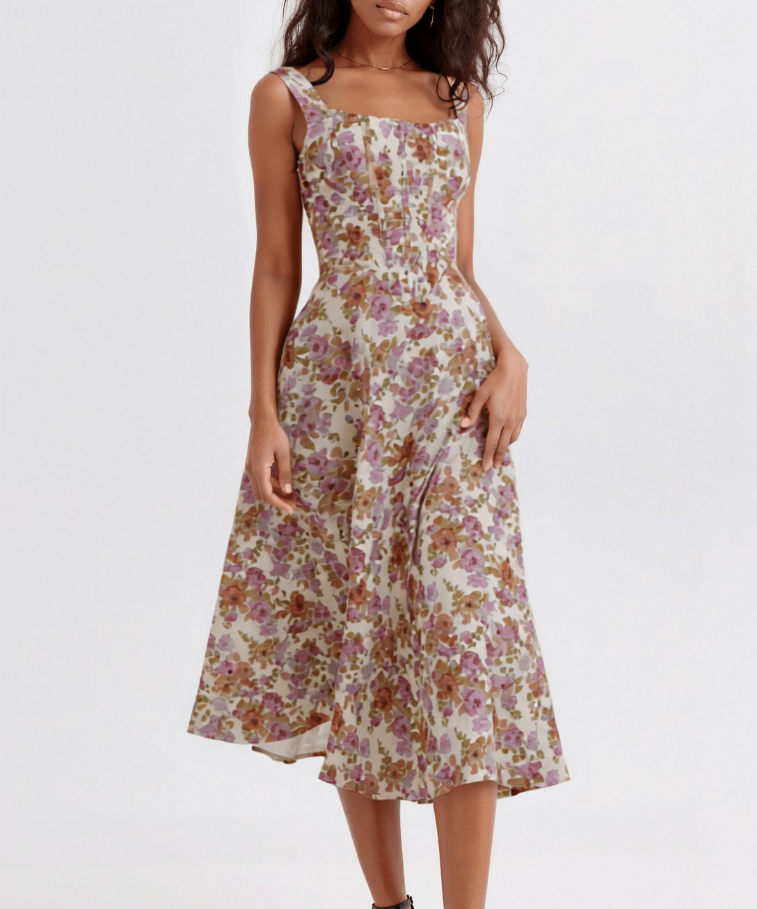 Eleanor Romantic Floral Print Midi Sundress