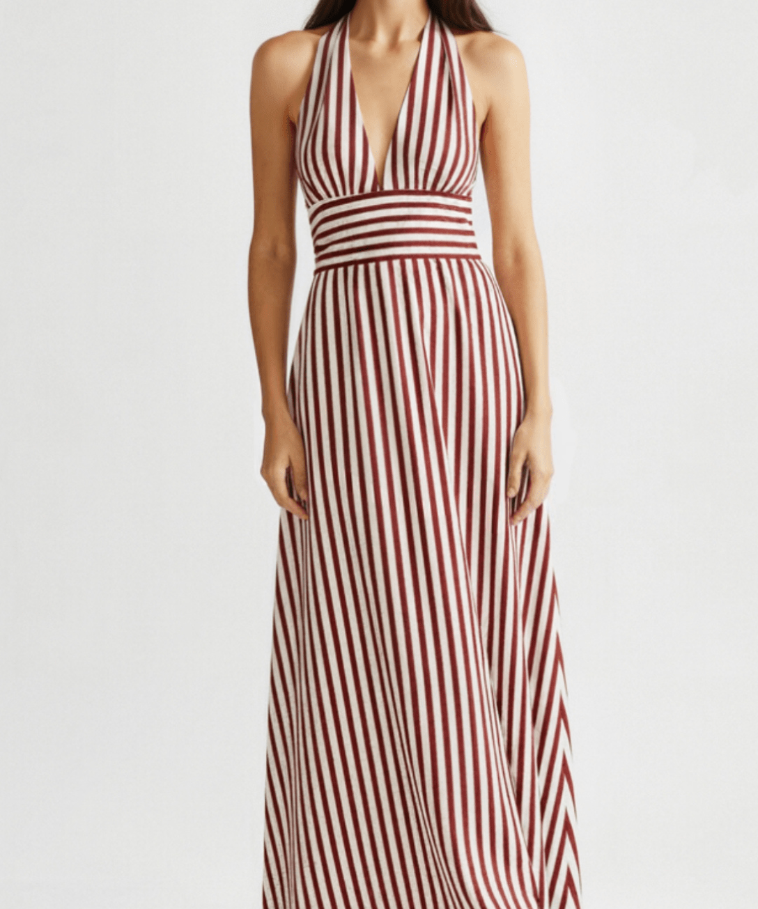 Lila Striped Plunge Maxi Dress
