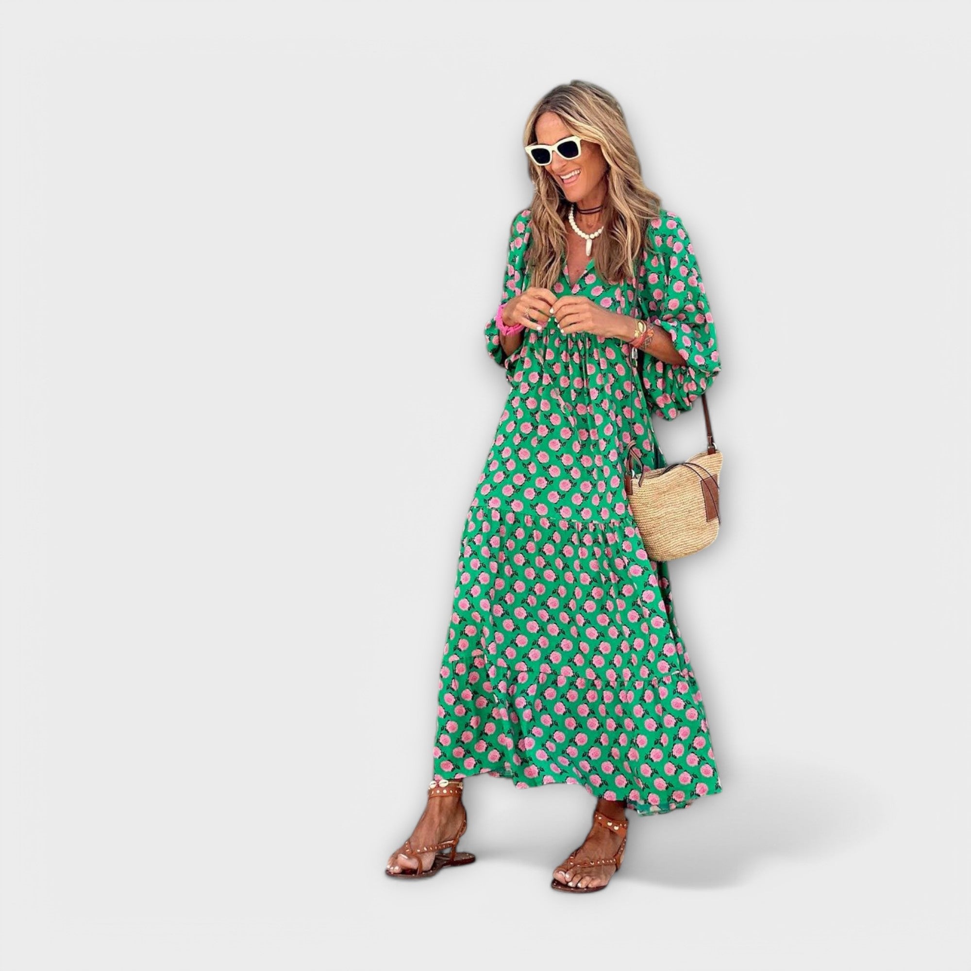 Elegant geometric maxi dress