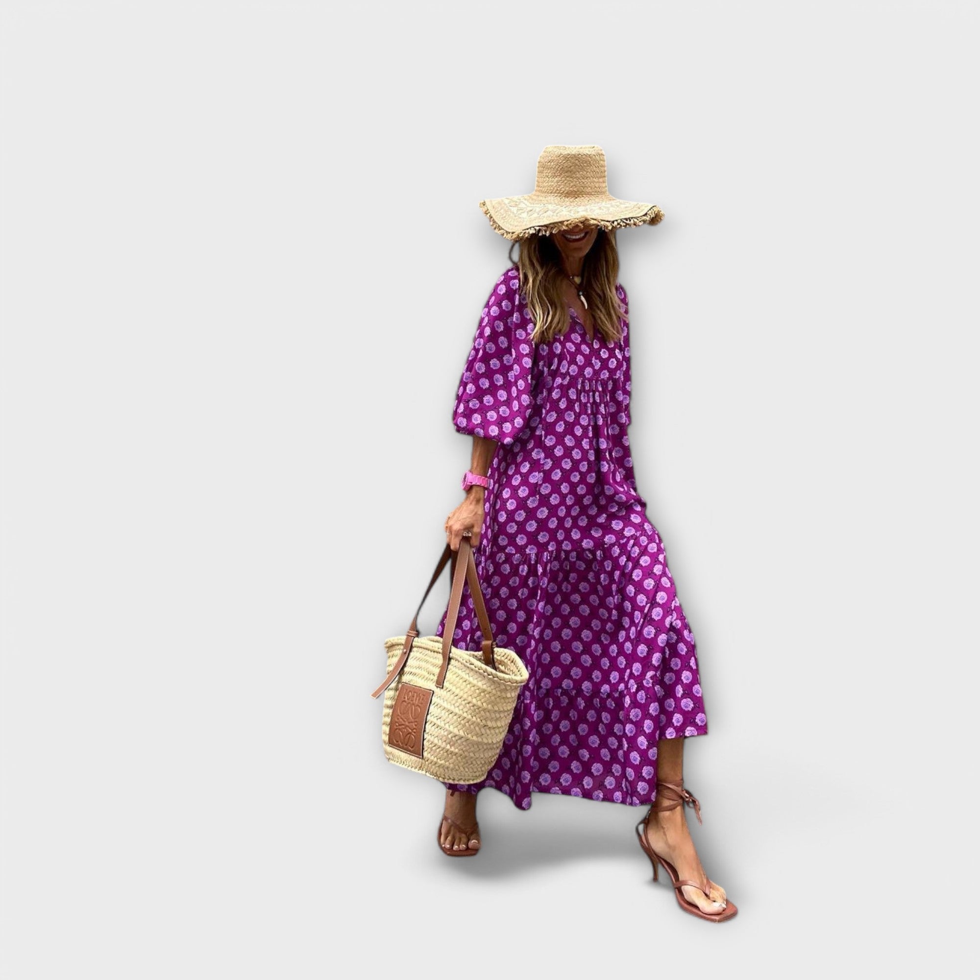 Elegant geometric maxi dress