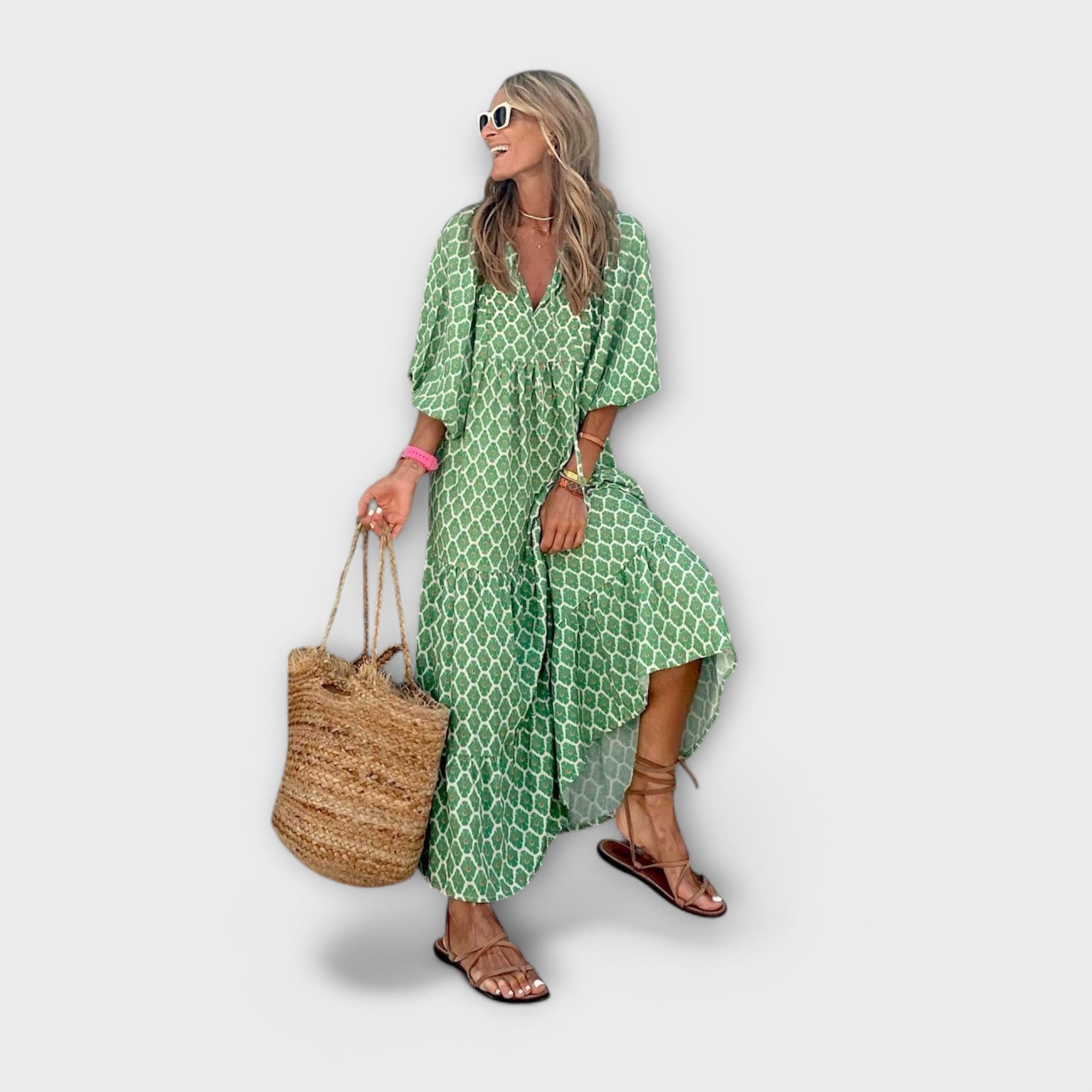 Elegant geometric maxi dress