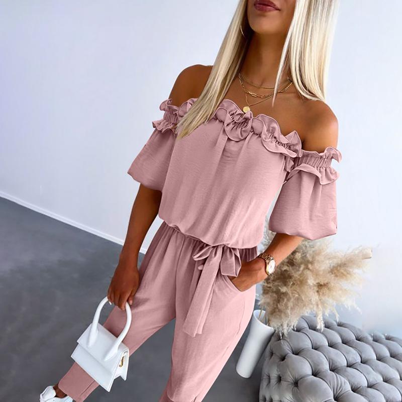 Nikola – Elegant Jumpsuit with Off-the-Shoulder Design and Waist Tie