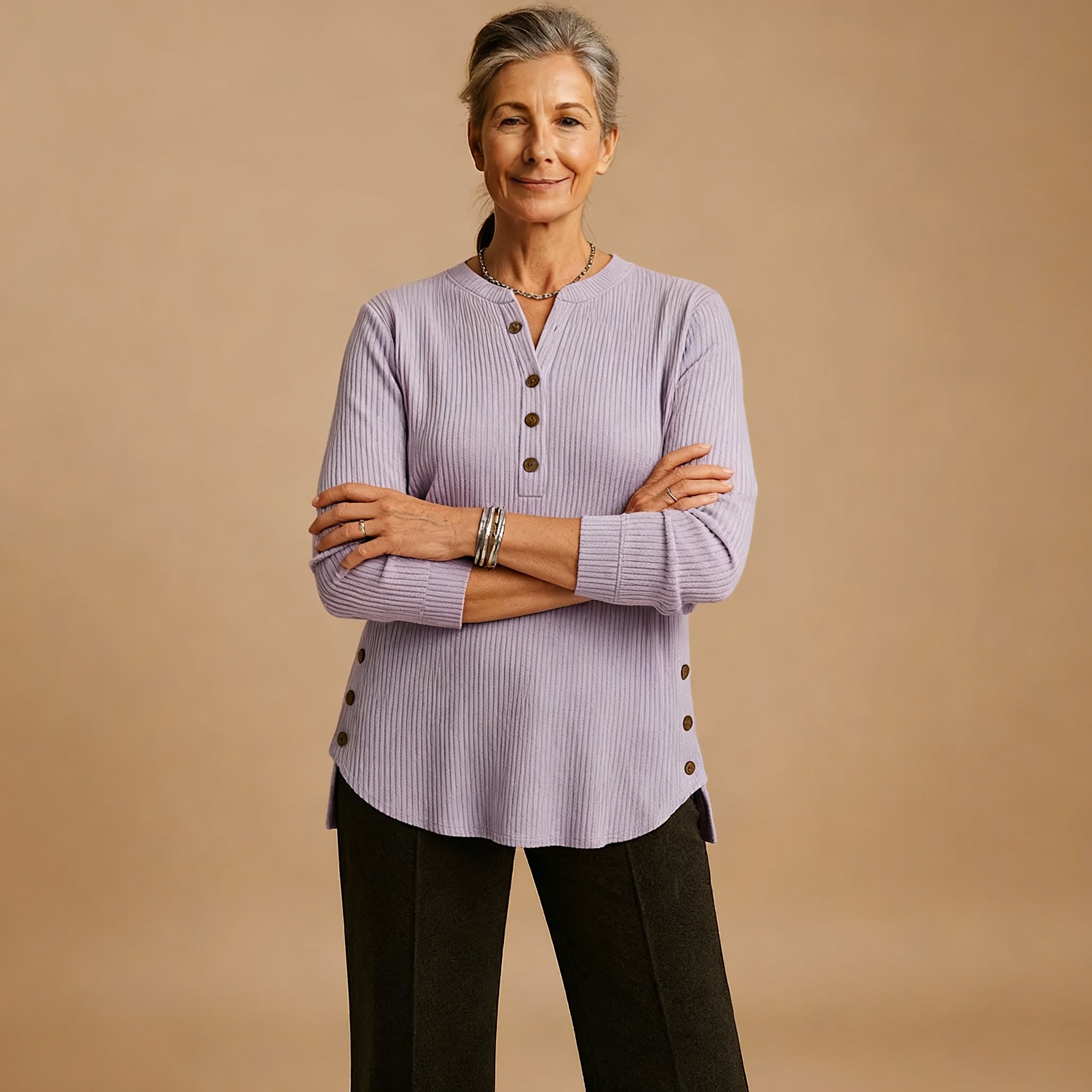 Louisa | Solid Knit Sweater with Long Sleeves