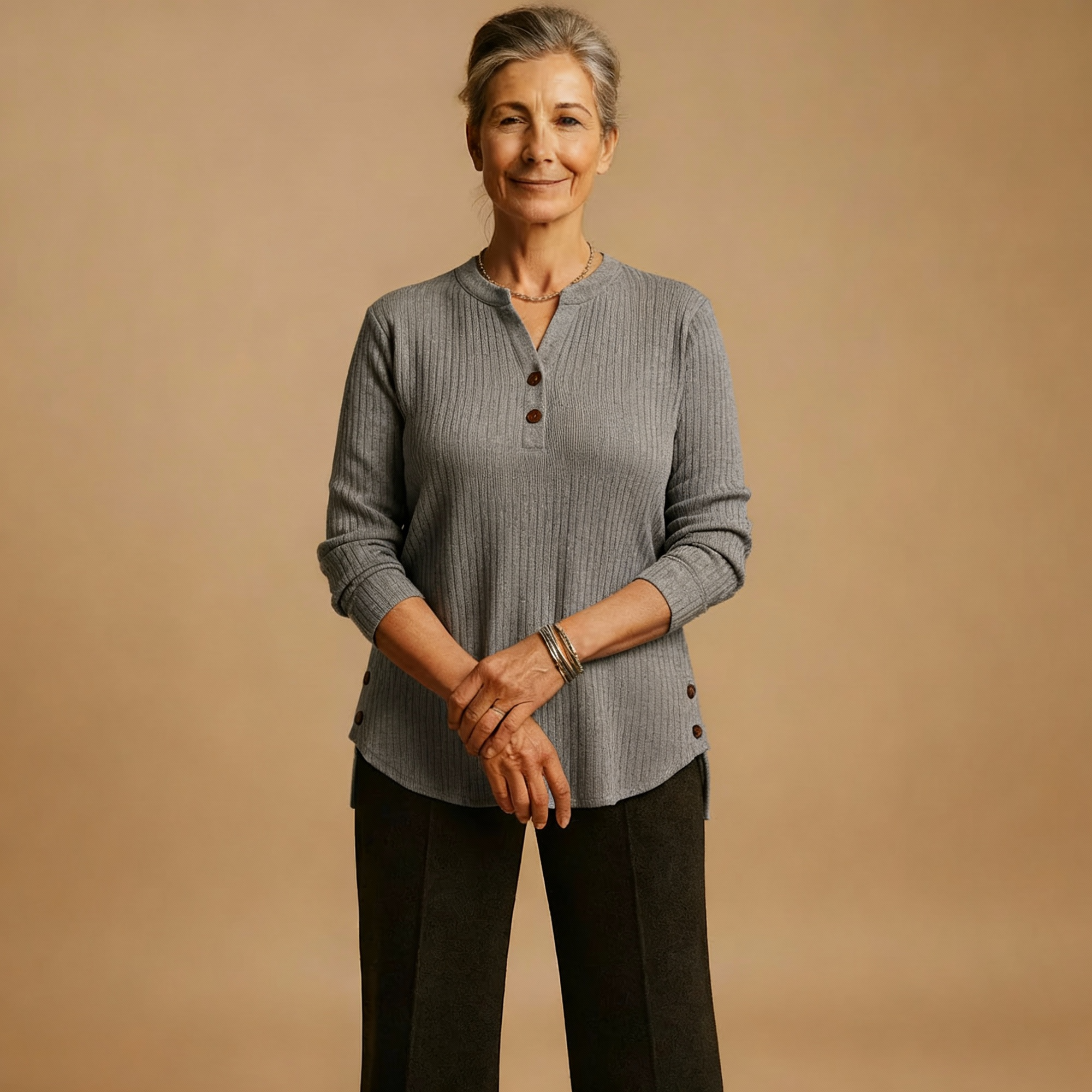 Louisa | Solid Knit Sweater with Long Sleeves