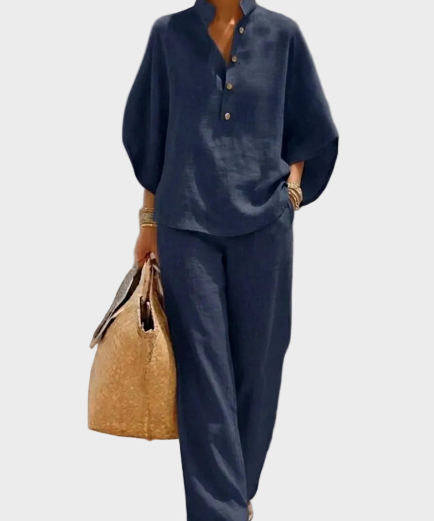 Mariel – Cotton-Linen Set with Wide Trousers